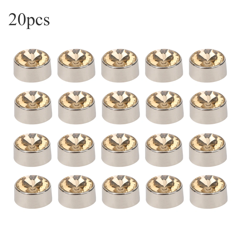 20Pcs Rivet Studs Round Alloy DIY Shoes Clothes Bags Decoration with 20Pcs Washers 12mmCrystal Yellow