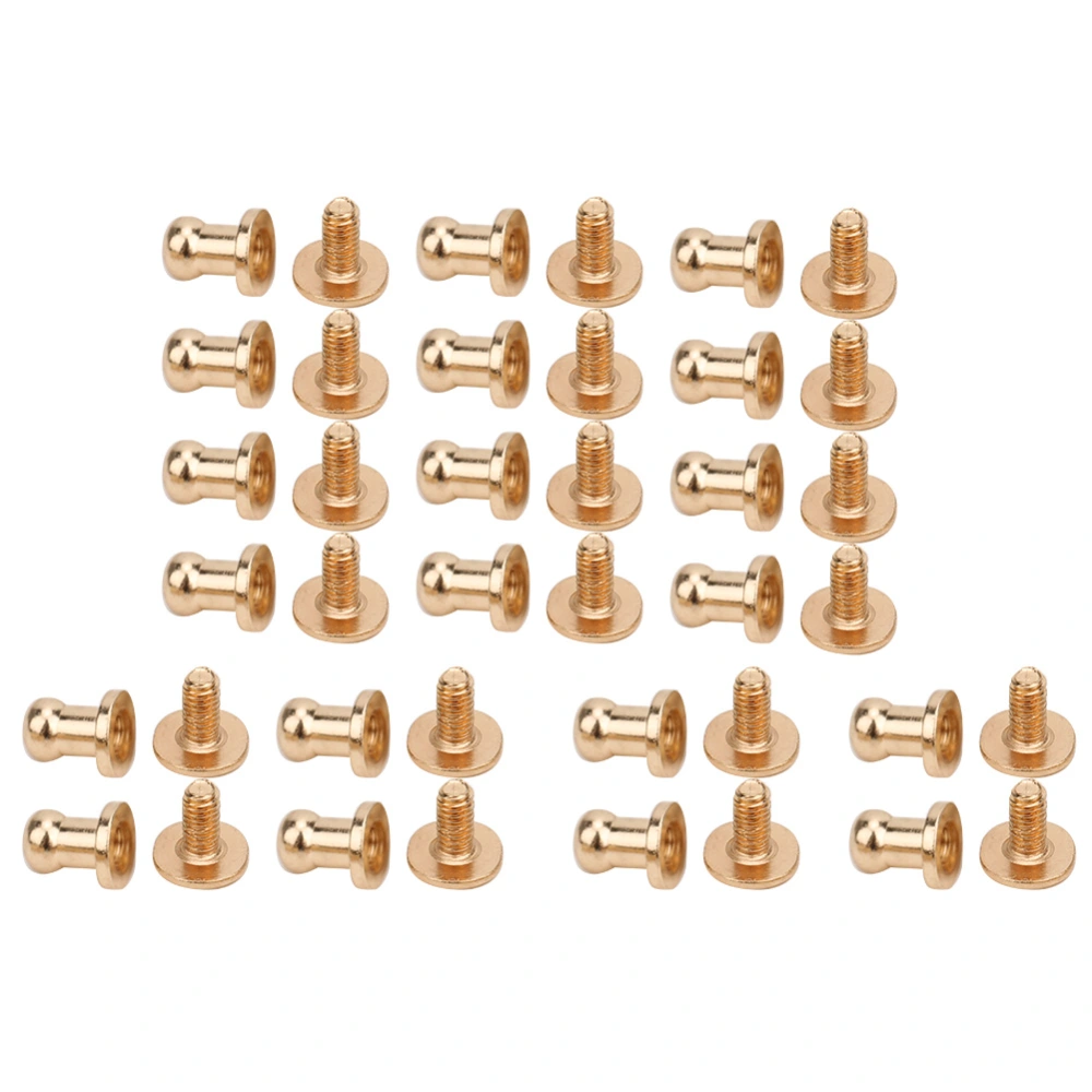 20 Sets Screw Nail Rivet Copper Round Head Stud Spot Screwback for Bracelet Bag Clothes Shoes Belt DecorationGold