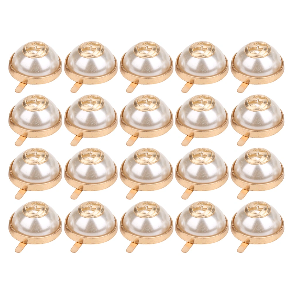 20 Pcs Half Bead Rivet Semicircular Pearl Clip Button DIY Handicraft Decoration Accessories20mm Letter Pearl Clip Button