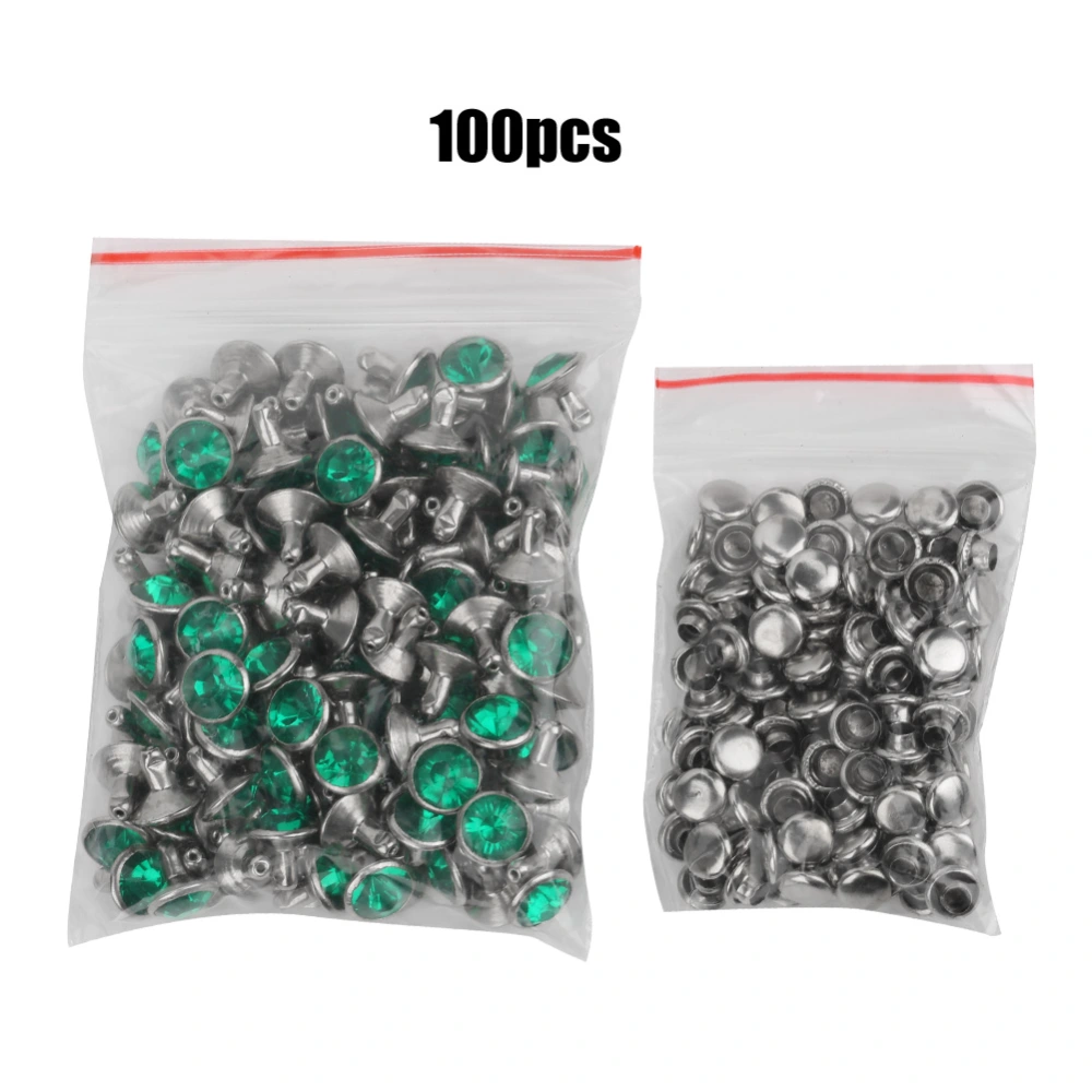 B Acrylic Diamond 8mm Decorative DIY Stud Clothing Accessory 8mm Silver Edge CrystalEmerald