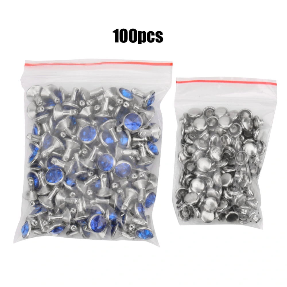 B Acrylic Diamond 8mm Decorative DIY Stud Clothing Accessory 8mm Silver Edge CrystalDeep Blue