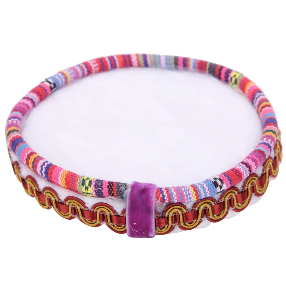 Round Bead Tray Container Wood Flannelette Handmade Embroidery Sequins Needle Storage ToolRed