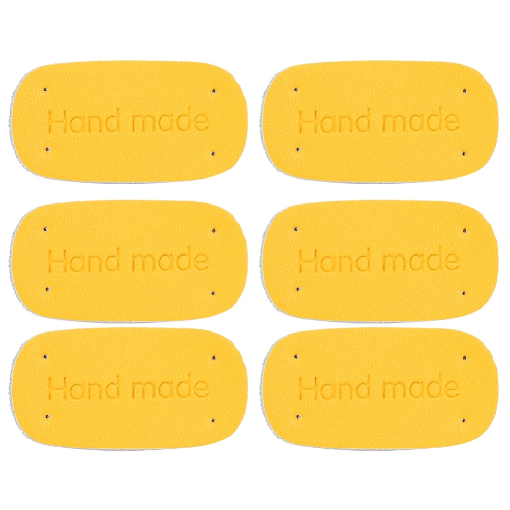 6Pcs Cow Split Leather Label DIY Hand‑Made Patch Clothes Bag Decoration Accessories