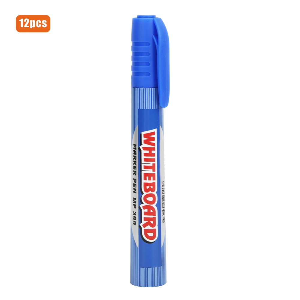 12Pcs Whiteboard Pen Large Capacity Plastic Shell Erasable Stationery Office School Supplies Blue