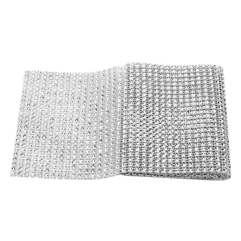 24 Rows Plastic Rhinestone Mesh Ribbon Sewing Trim Garment Accessories DecorationSilver