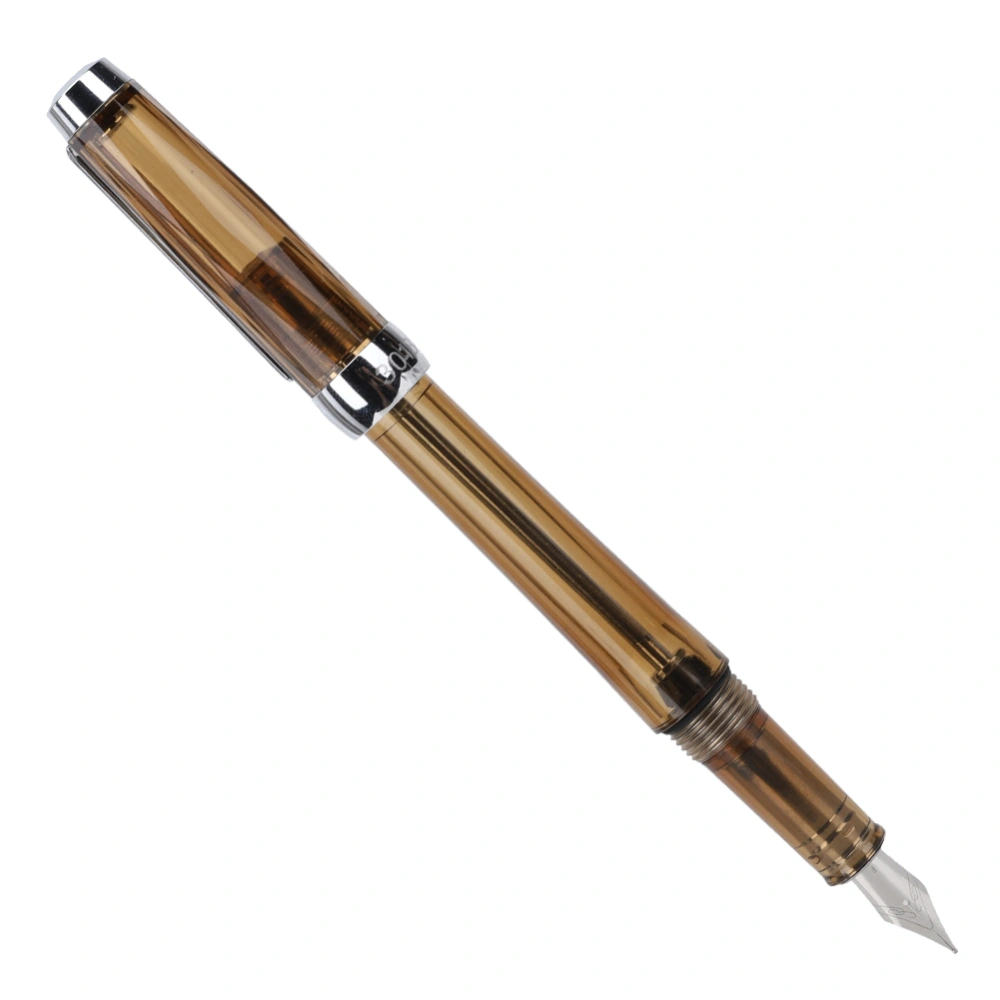 Large Capacity Fountain Pen Transparent Business Writing Pen Office School Supplies 0.5mm NibTransparent Brown