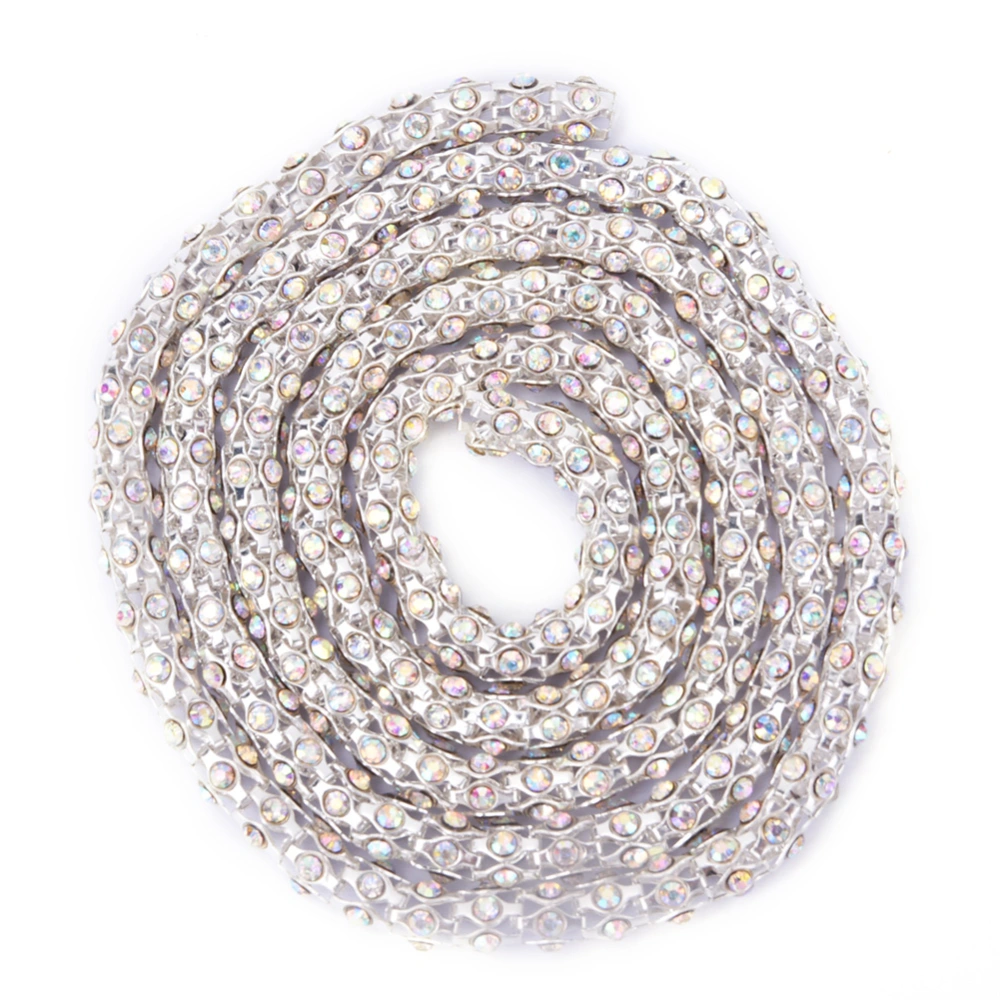 1 Yard (90cm) Rhinestone Chain Crystal Glass Pearl Sew On Trimming Clothing Decoration6mm Silver AB Rhinestone