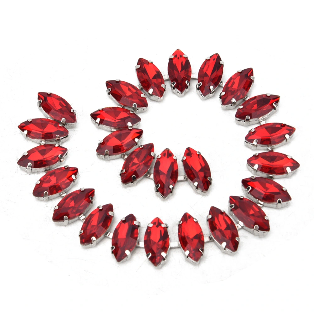 1 Yard (90cm) Crystal Glass Sew On Rhinestone Chain Trimming DIY Clothes DecorationRed Rhinestone