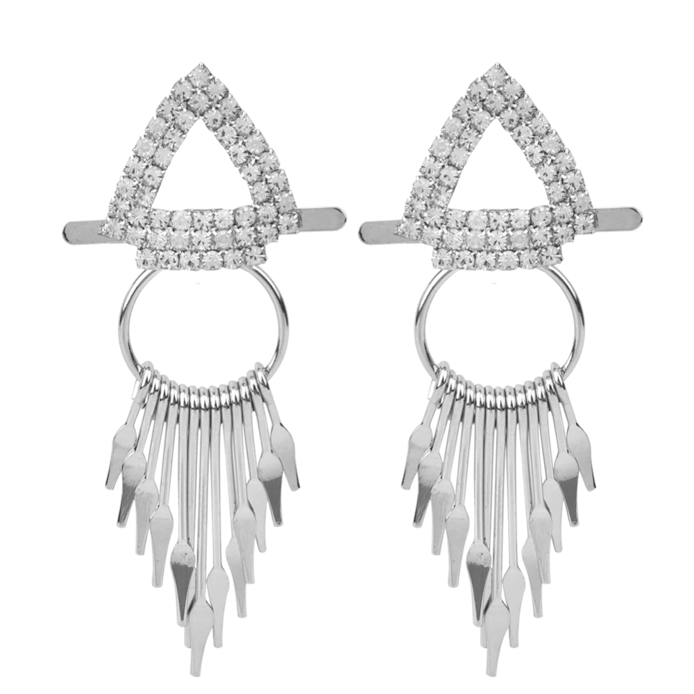 2 Pcs Crystal Tassel Shoe Clothing Decorative Accessory Zinc Alloy OrnamentType E 2.3x7.5cm