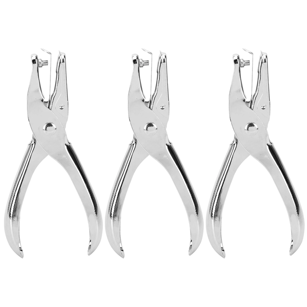 3PCS Stainless Steel Hole Puncher 3mm Single Hole Hand Paper Ticket Punching Pliers