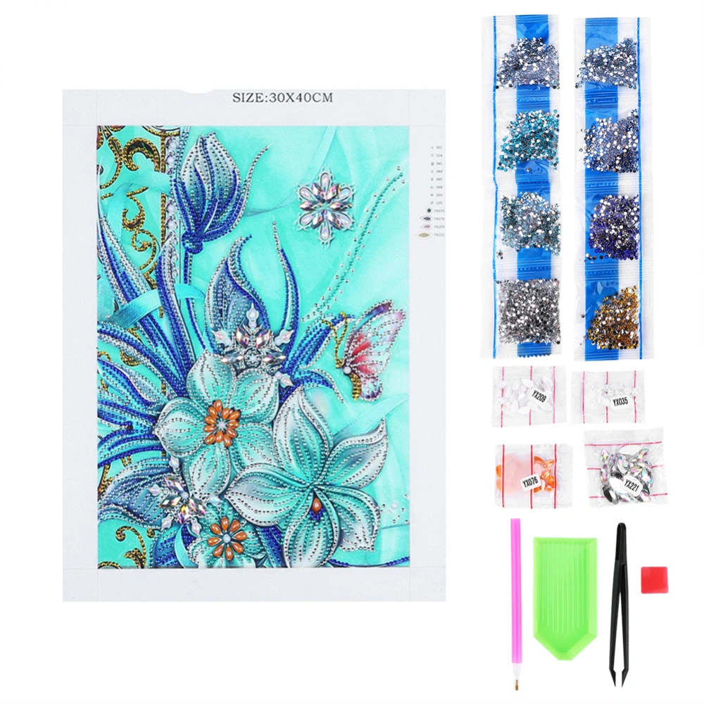 Diamond Painting Flower Pattern Resin DIY Craft Gift Home Office Decoration 30x40cm(no frame)