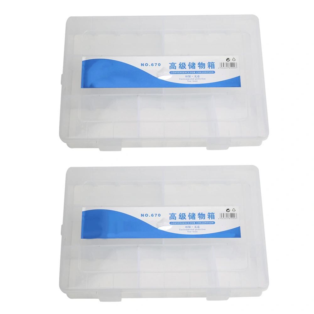 2PCS Transparent Pencil Case Art Pen Storage Box School Office Stationery Supplies