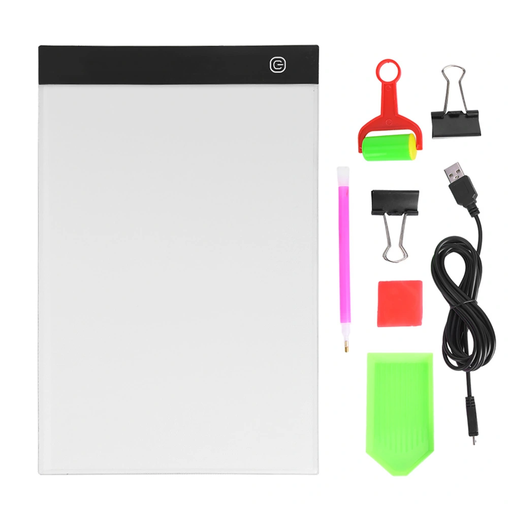 A4 LED Copy Pad Diamond Painting Light Pad Board 3 Level Dimming Drawing Light Box with Accessories 100-240V