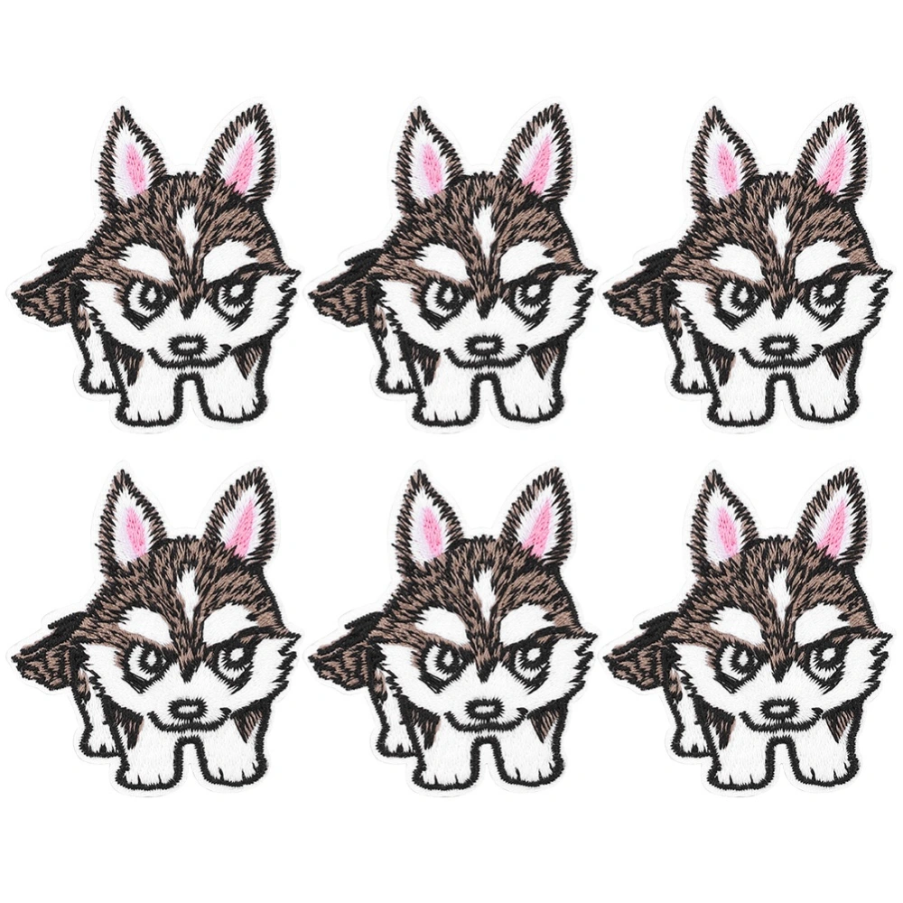 6pcs Cute Wolf Cub Patch Wolf Head Iron On Applique DIY T shirt Clothes Fabric Sticker(Standing Wolf Cub )