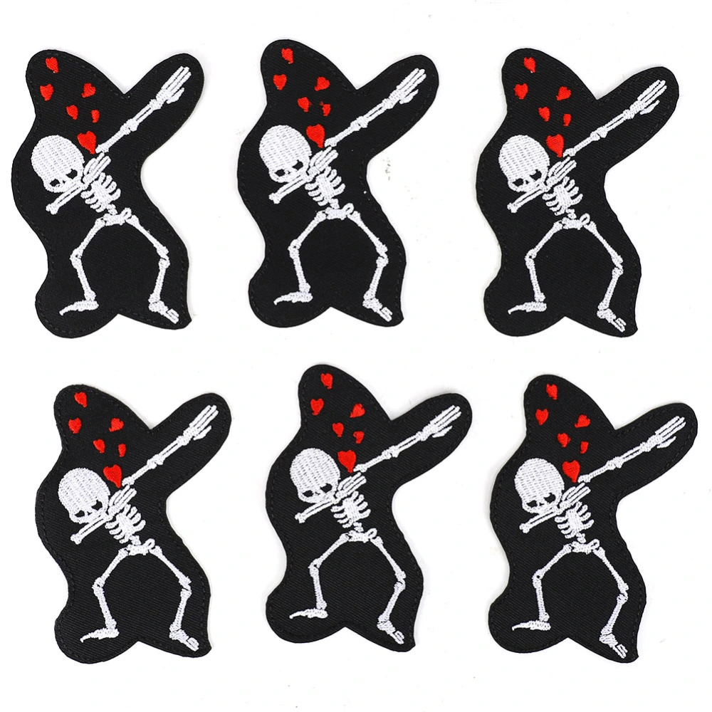 6pcs Skull Skeleton Clothes Patch Iron On Applique DIY T shirt Dress Fabric Sticker(Musician Skeleton )