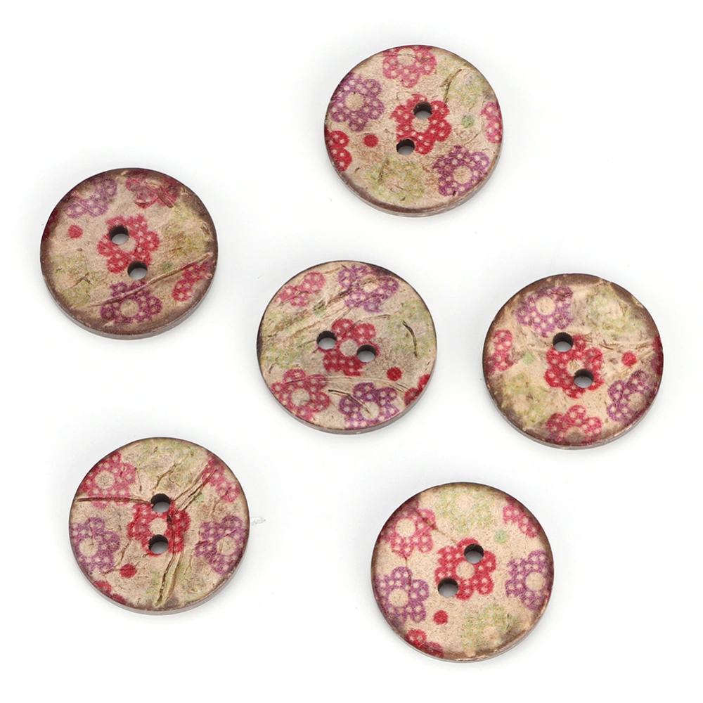 100PCS Round Painted Buttons Coconut Shell DIY Sewing Crafts 2 Holes Buttons 20mmColor 6