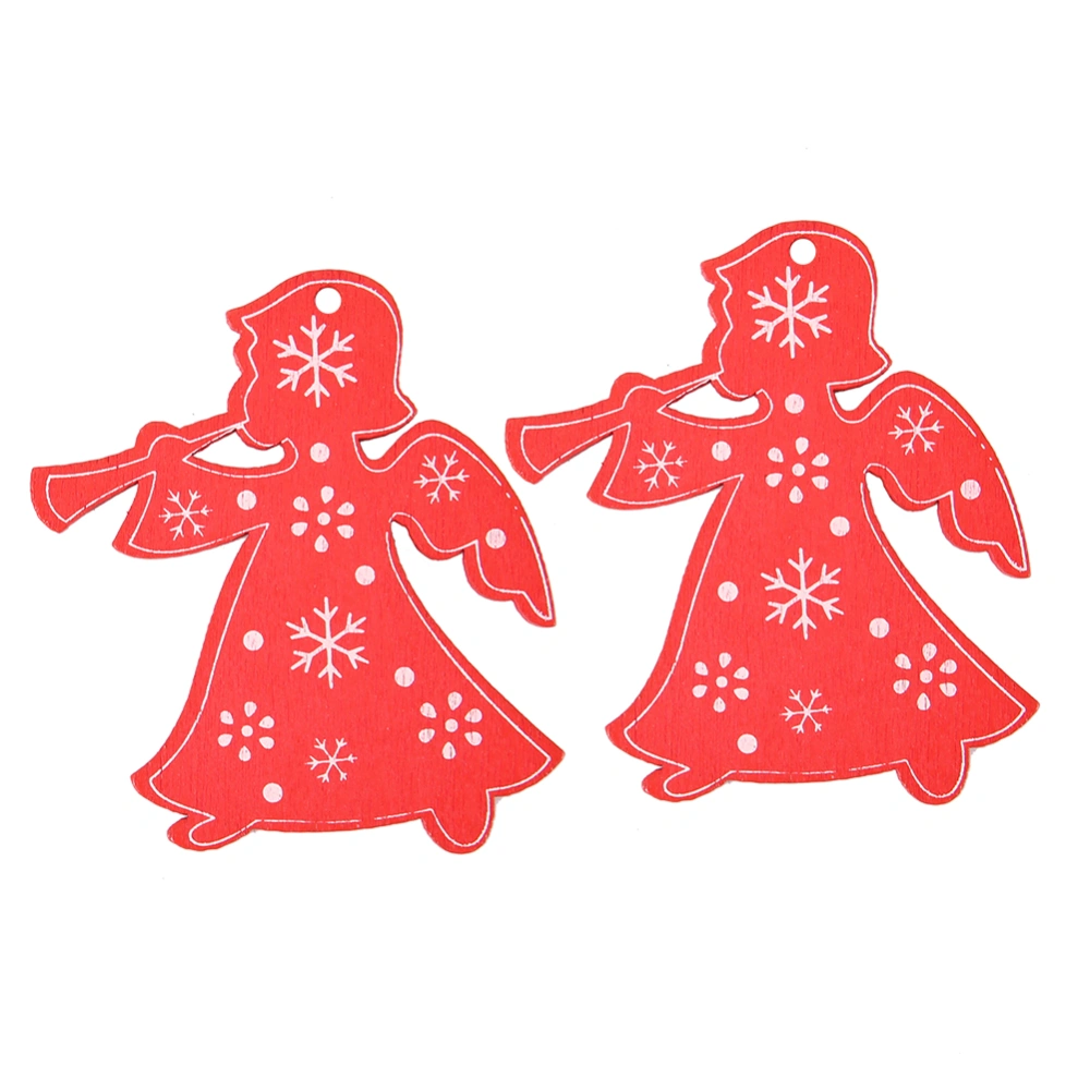 50 Pcs Wooden Pendant Decorative Ornament Home DIY Accessory Painted Artware Angel Red