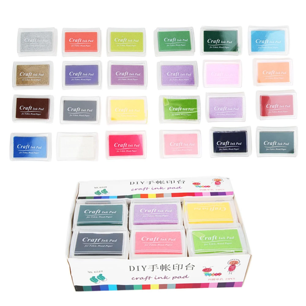 24 Colors Craft Ink Pad Stamps Partner DIY Stamp Pad for Scrapbooking Card Wedding Decor