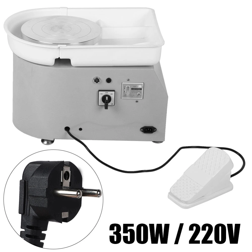 Electric Pottery Wheel Ceramic Machine Pedal-Controlled Ceramic Art Tool 350W 220V EU Plug Gray