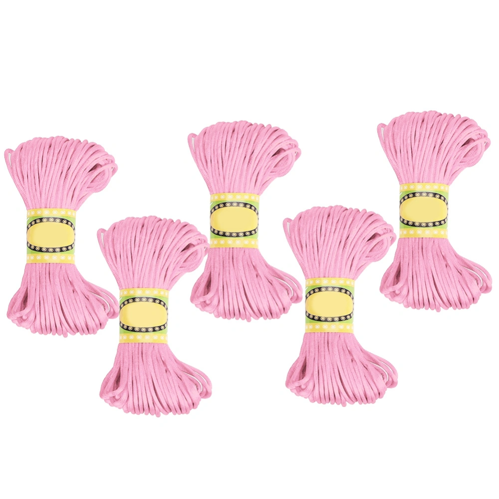 5 Pcs Braided Cord 2mm x 20yard Polyester Braid Rope for DIY Chinese knot Jewelry Making(Pink)