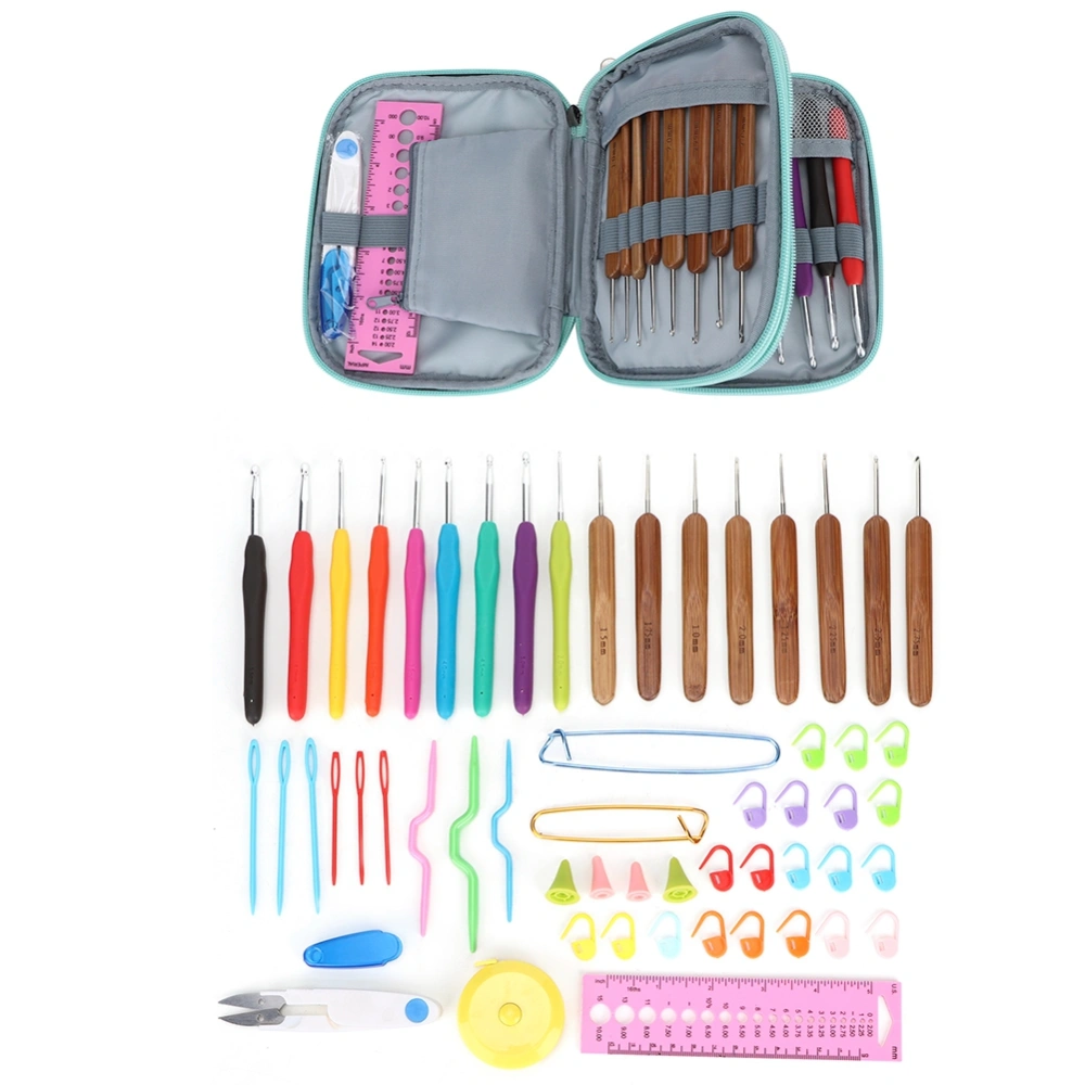 TPR Crochet Hooks Set DIY Craft Knitting Needles Stitching Weaving Tool Kit with Storage Case