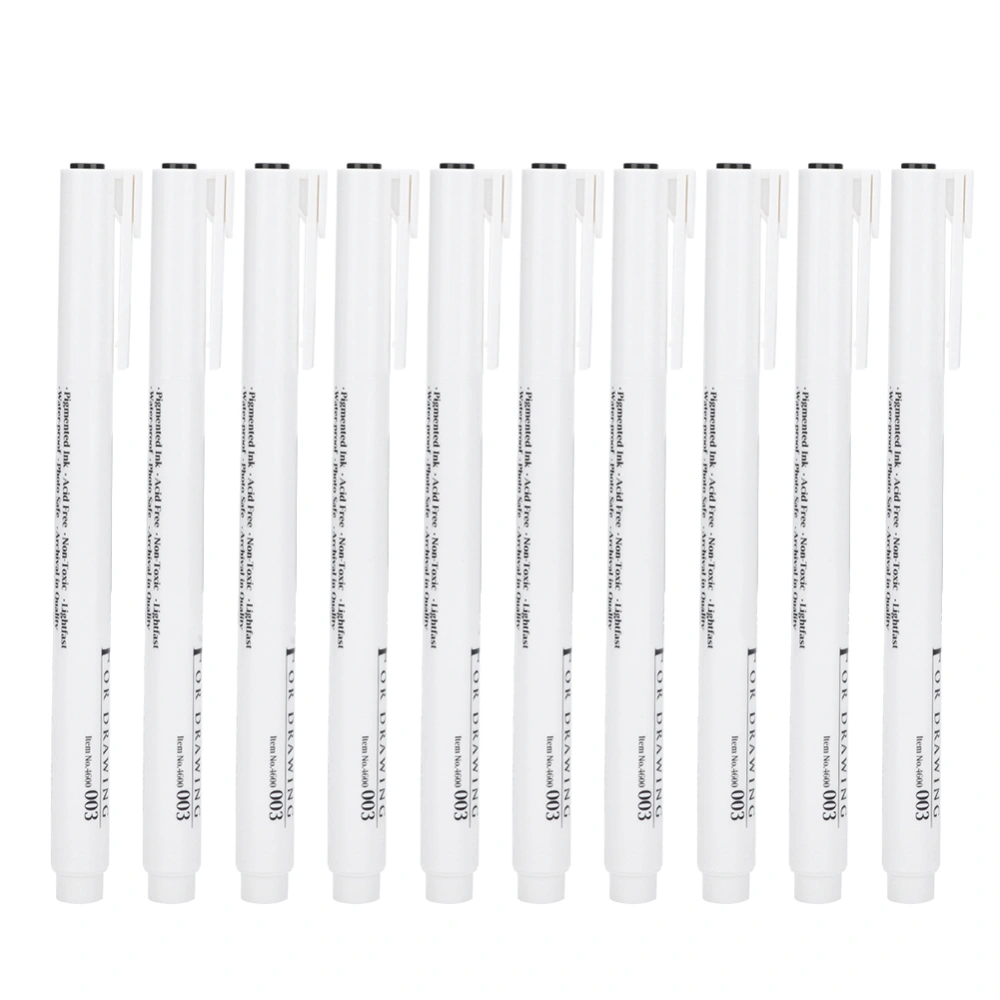 10pcs Micron Liner Fine Tip Marker Pens Black Ink for Drawing Sketching Model Toy (0.03mm)