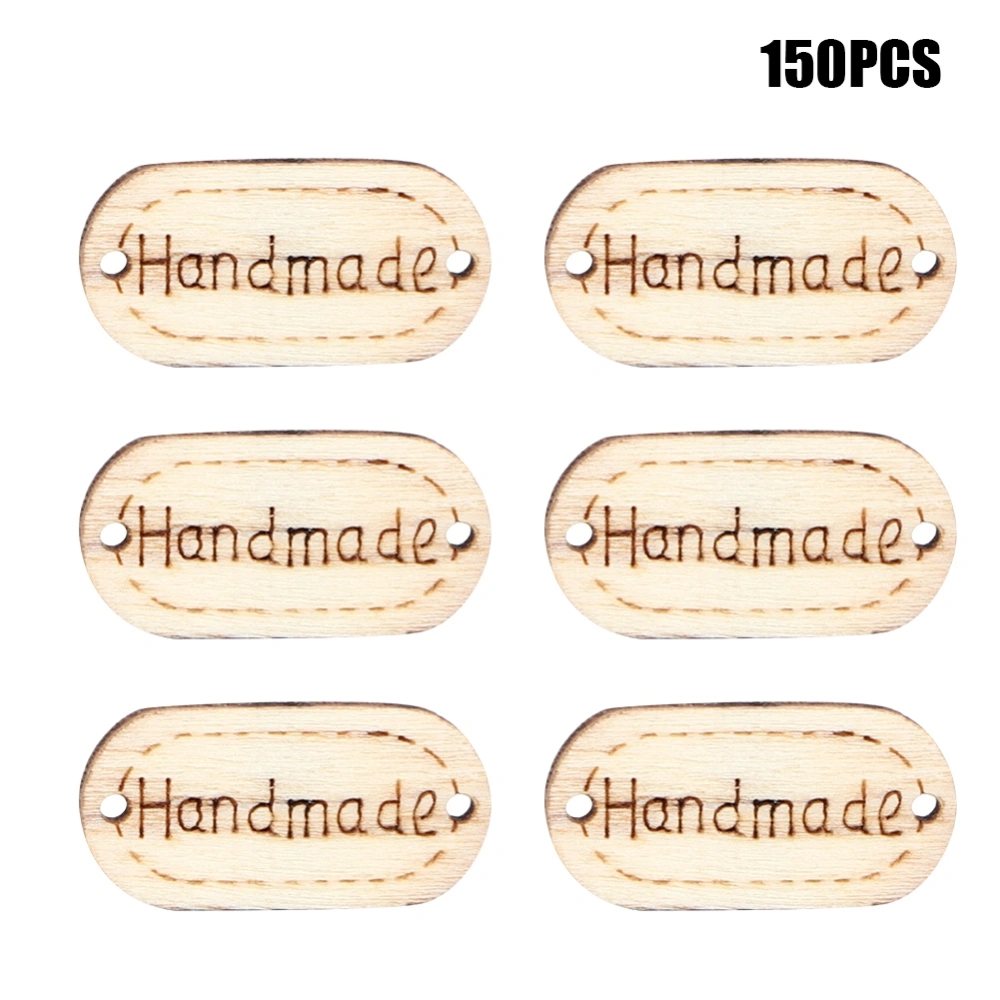 150Pcs Wooden Button Retro DIY Cartoon Oval Shape Hand-Made Decoration Craft