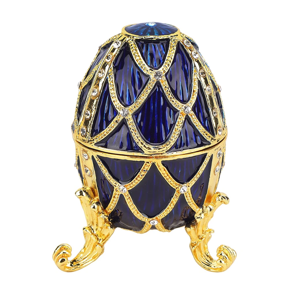 Gold Plated Shiny Artificial Diamonds Easter Egg Metal Crafts Jewelry Box Home Decor Ornaments