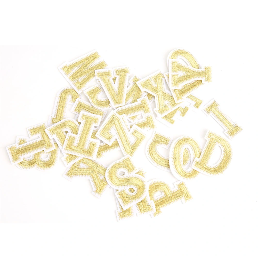 26 Pcs Alphabet Sticker Cloth+Silk Thread Sewing Sticker Tool Decoration Accessory(Golden Height 4cm)