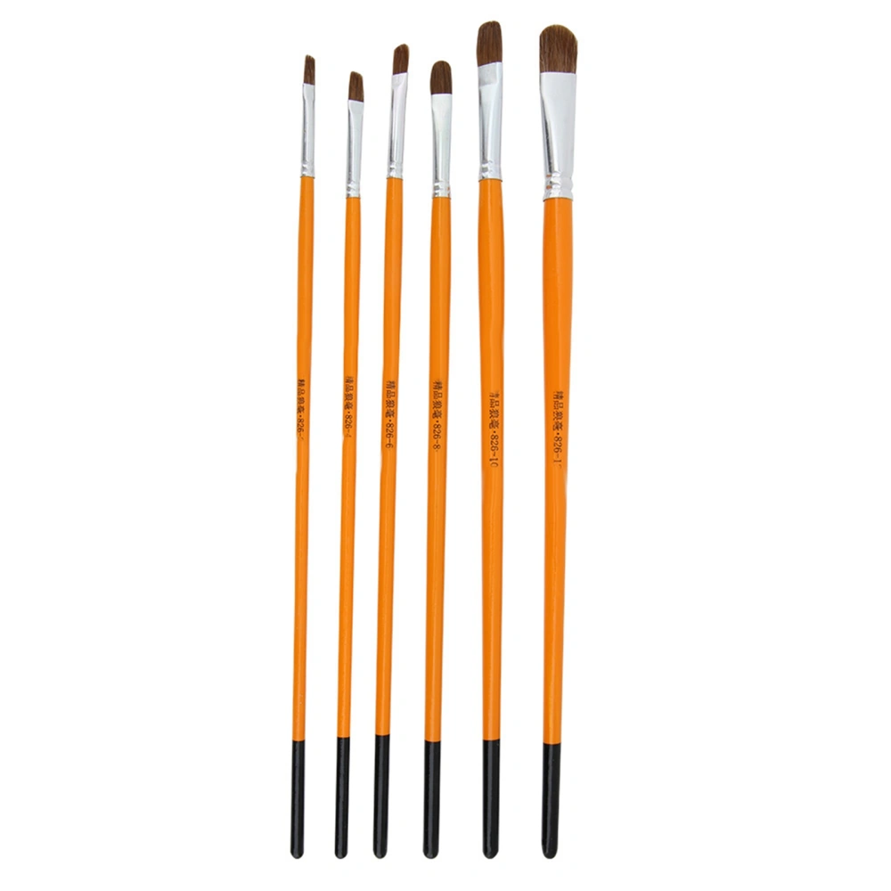 6 Pcs Pure Wolf Hair Painting Brush Gouache Watercolor Painting Brush Artist Supply