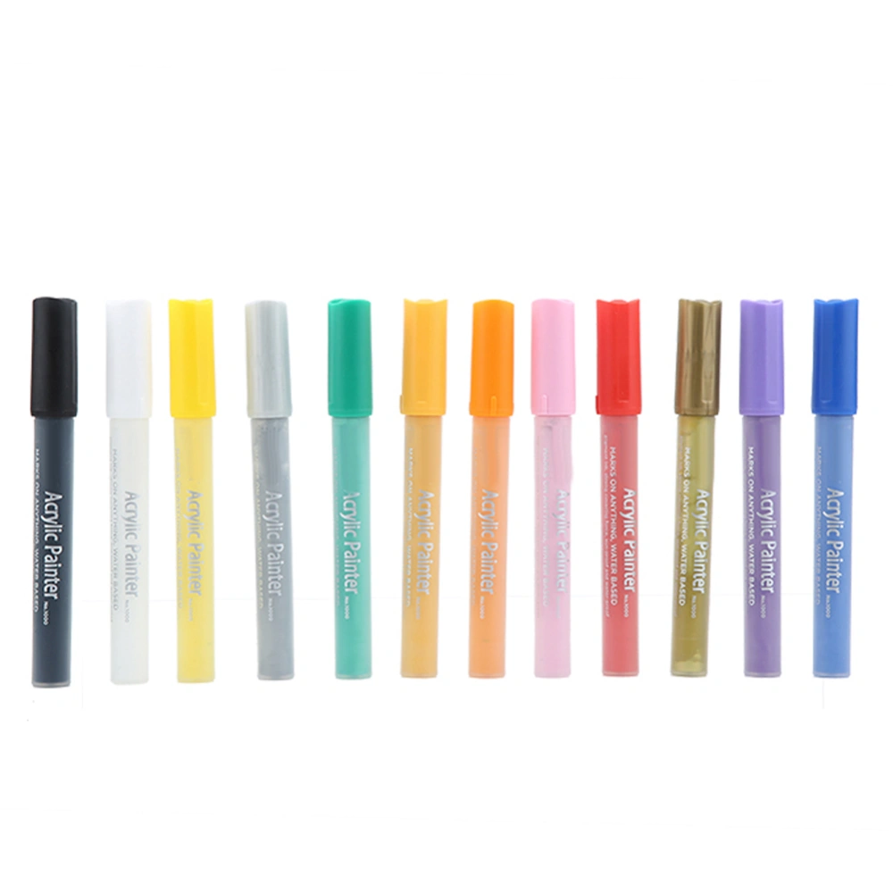 Environmental Friendly Non-Toxic Water Based Coloured Acrylic Marker Pen for Painting(12 Color)