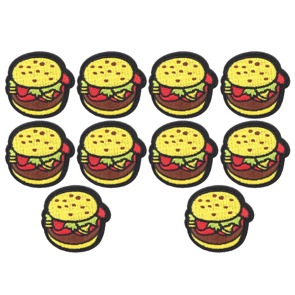 10Pcs DIY Hand-Made Food Shape Sewing Embroidery Cloth Patches Clothes Accessories(Hamburger)