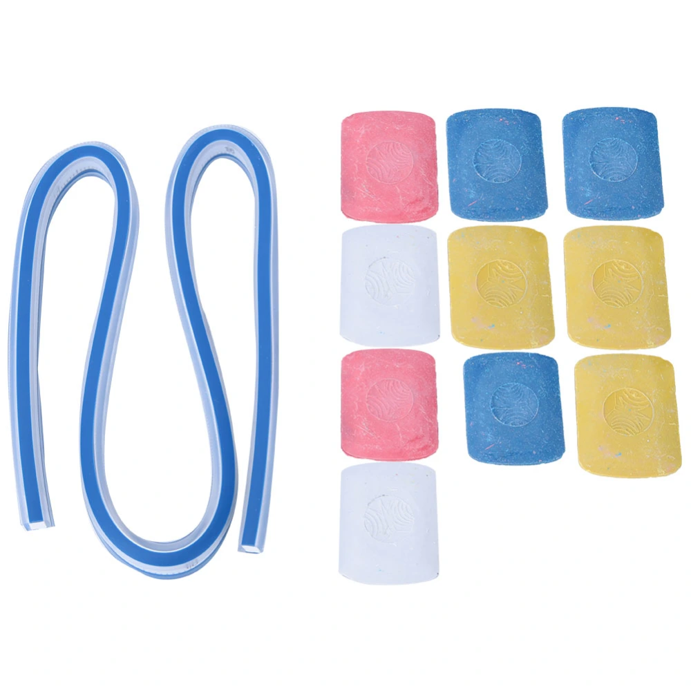 Plastic Flexible Curve Ruler Drawing Tape Measure Tool with 10Pcs Tailoring Chalk(50cm)