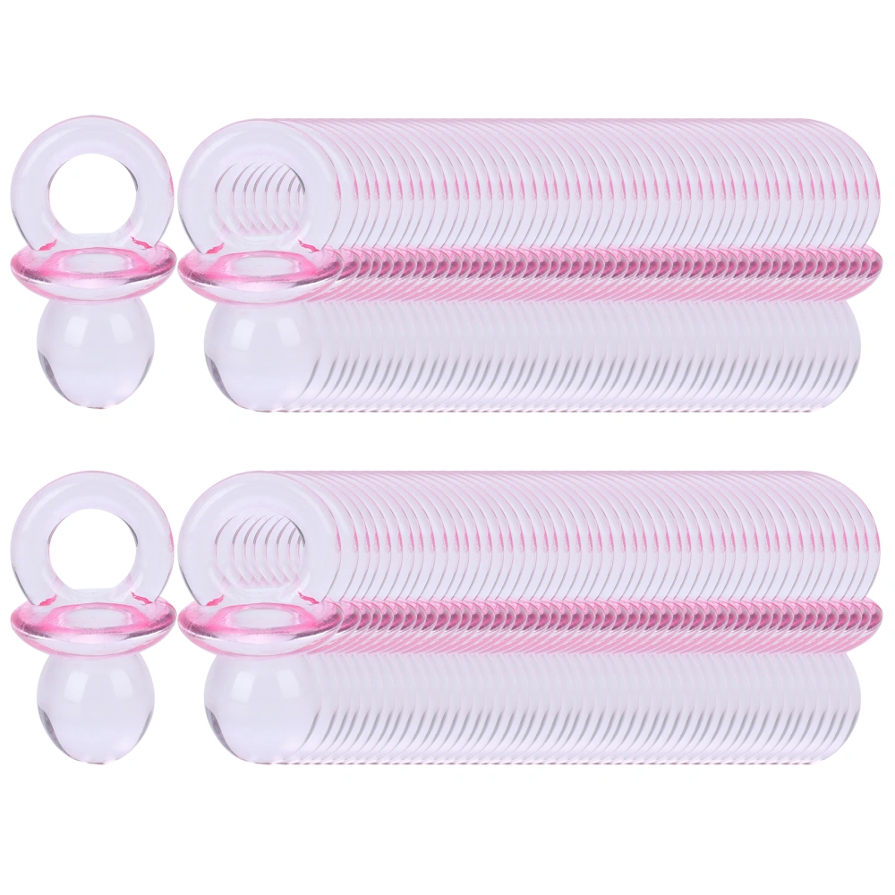 100Pcs Acrylic Transparent Nipple Baby Shower Gift Clothes Accessories Decorations(Pink)