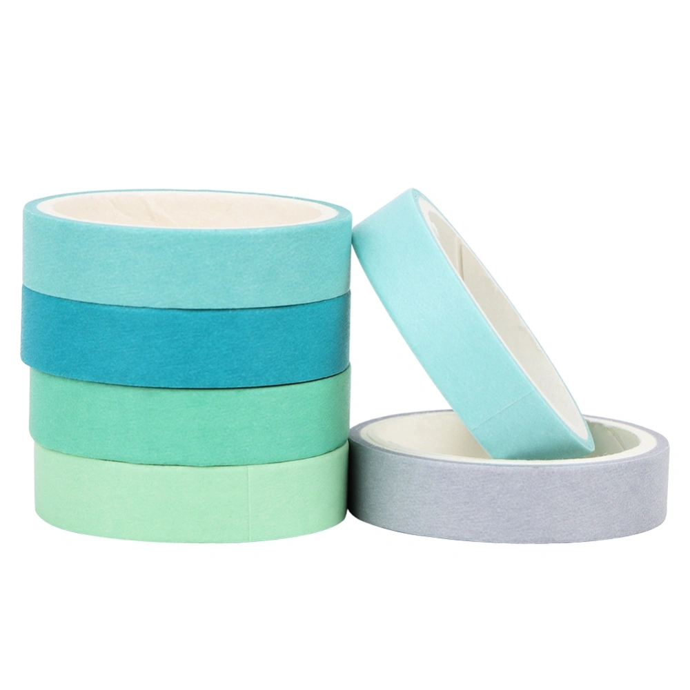 6pcs Adhesive Washi Tape Solid Color Set DIY Scrapbook Hand Account Decoration (Sea)