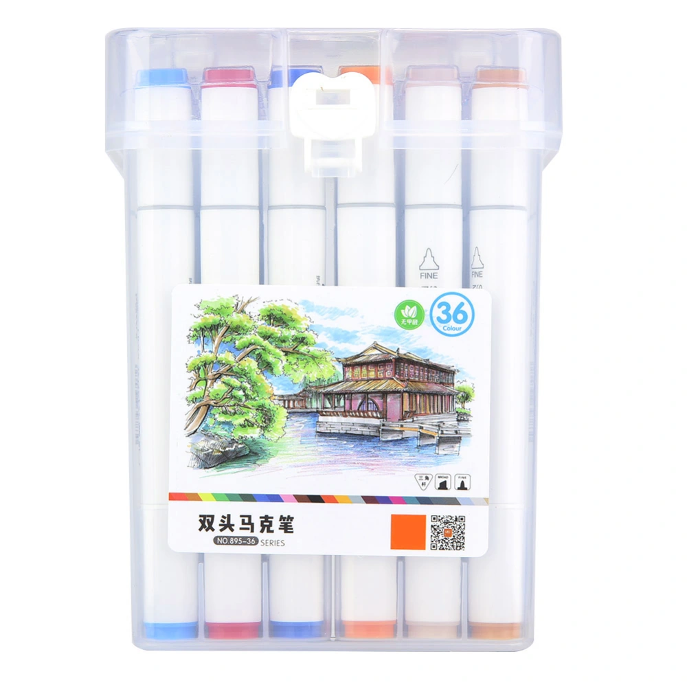 12/18/24/36/48 Alcohol Dual Head Tips Drawing Markers Pen Set for Cartoon Painting(36)