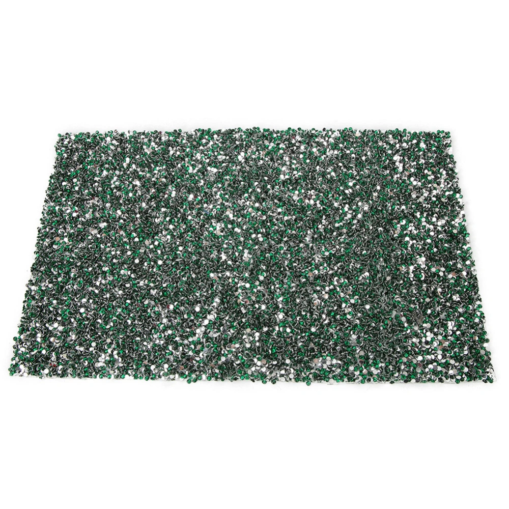 24*40cm Hotfix Rhinestone Sheet Banding Mesh Trim Sheet DIY Decoration Accessory(Emerald)