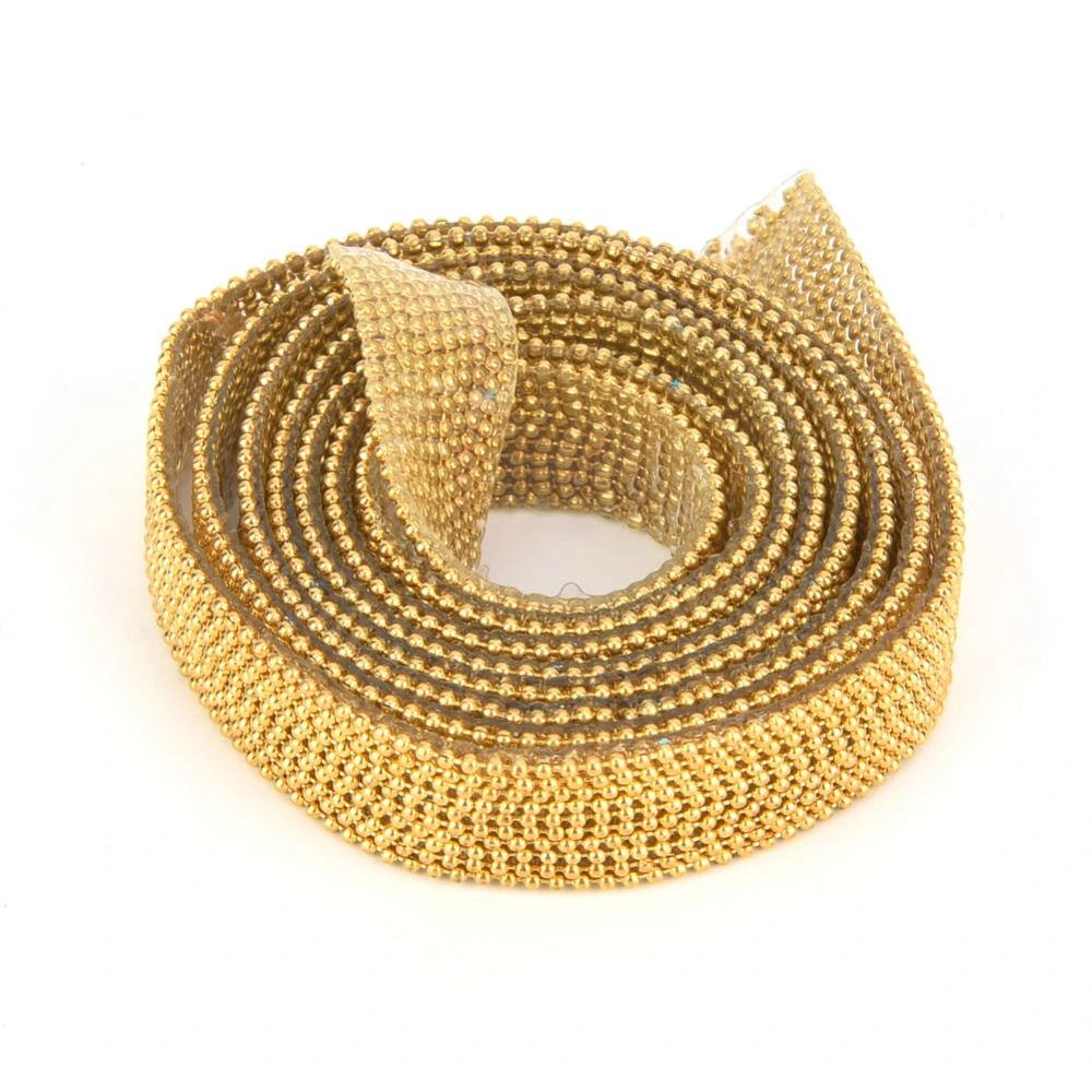 1 yard 10 Column 1.2cm Width of Hotfix Rhinestone Mesh Trim Strass Mesh Chain(Golden)