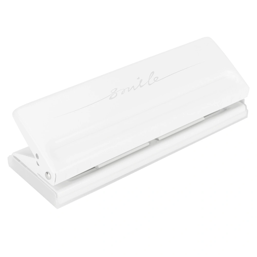 Manual 6-Hole Puncher Adjustable Spacing Paper Puncher Office School Supplies (White)