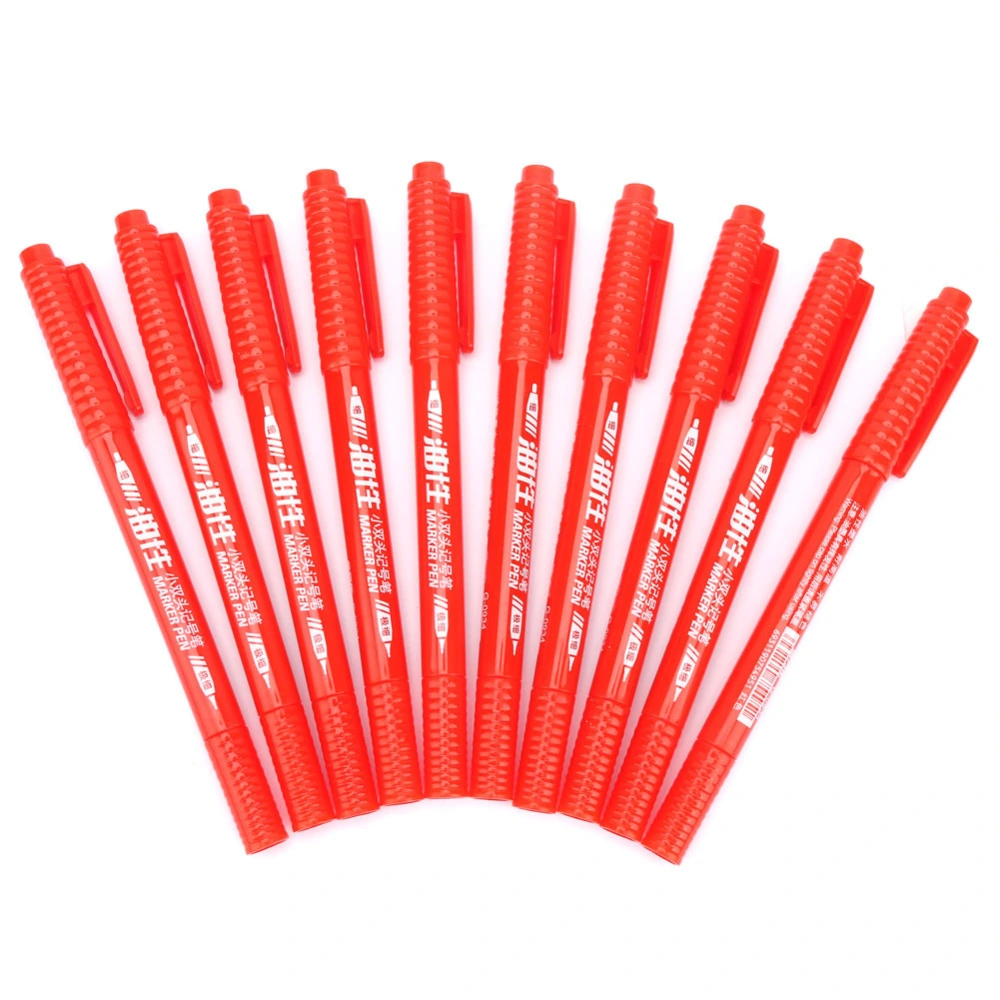 10pcs Small Double Heade Thin Tip DIY Art Oil Marker Paint Marker Pen with Safety Vent (Red)