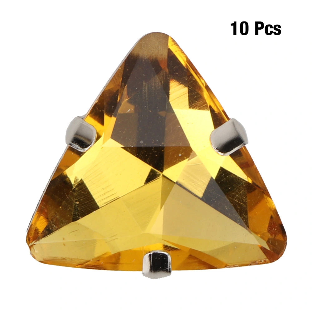 18mm Triangle Glass Sewing on Claw Rhinestones DIY Clothing Accessories(Yellow)