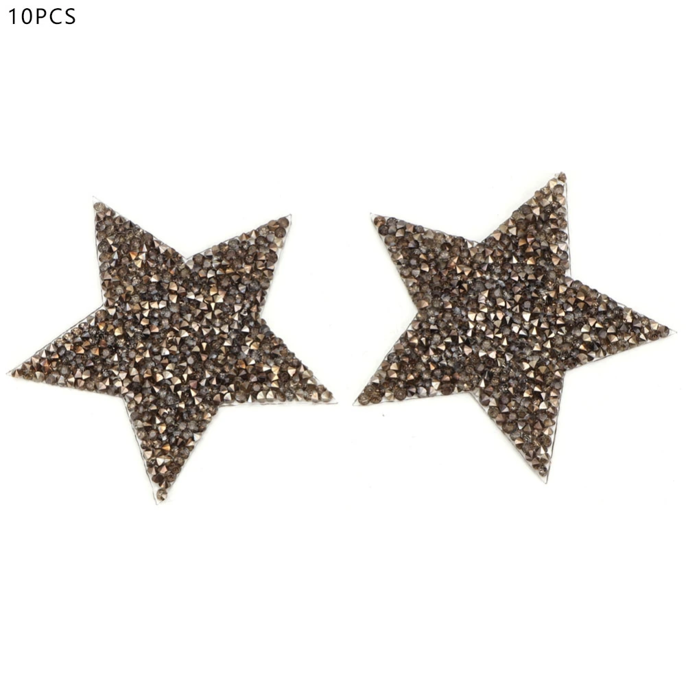 10pcs Rhinestone Star Applique Iron On Clothes Patch for Dress Shoes Bag Hat (Gray)