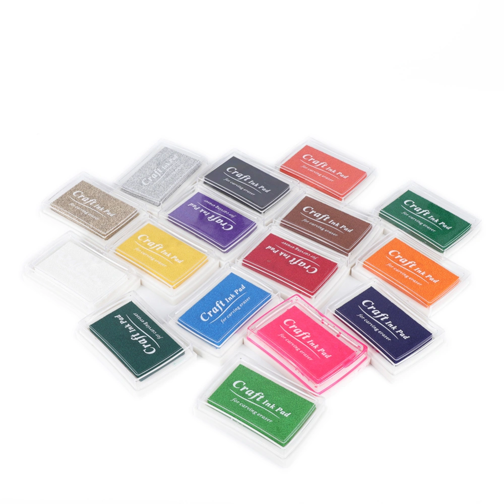 16Pcs Colorful DIY Rubber Stamps Printing Craft Ink Oil Pad For Dark Paper