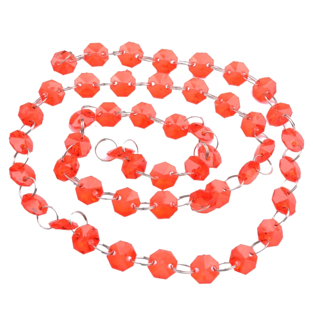 1m Acrylic Crystal Octagon Beads Strands Wedding Christmas Party Hanging Decoration (Red)