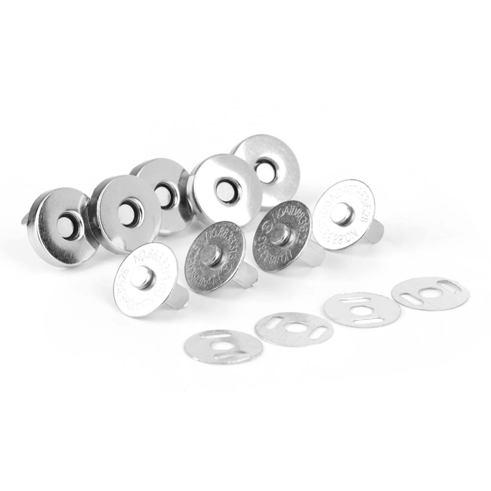 50Pcs Metal Magnetic Snaps Fastener Round Button Buckle Clothes Accessories(bright white)