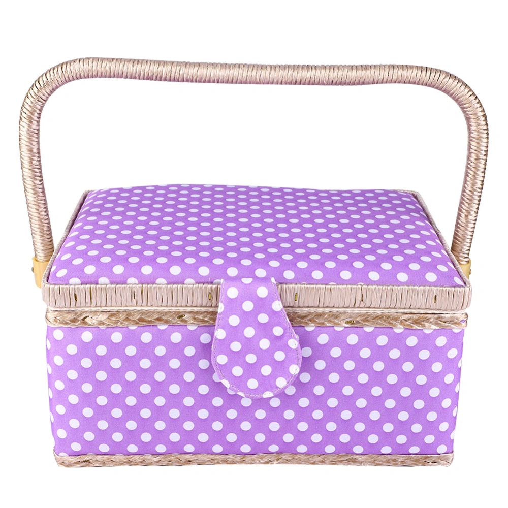 Handmade Sewing Basket Household Fabric Craft Thread Needle Storage Box Organizer Flip Type