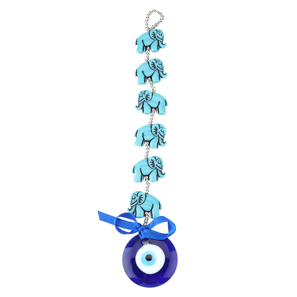 Blue Evil Eye Elephant Tassel Wall Hanging Pendant Amulet Blessing Decor