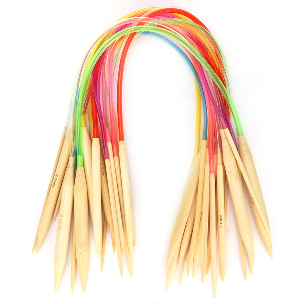 Multi Color Pipe Bleached Double Pointed Bamboo Annulus Knitting Sweater Needle (60cm/23.6in)