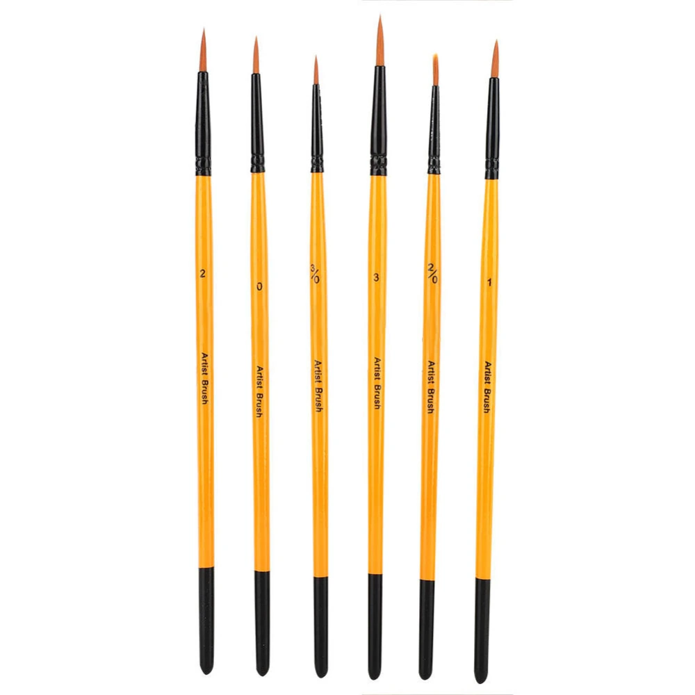 6Pcs/set Nylon Hair Paint Brush Tool For Art School Watercolor Acrylic Painting Supplies