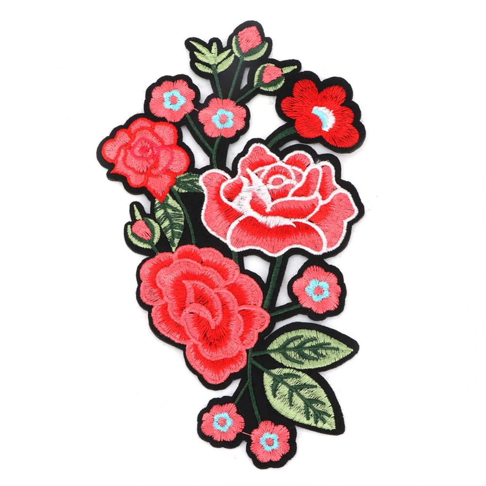 Plum Blossom Rose Embroidered Patch DIY Decoration Cloth Iron Sew Sticker Craft Accessories